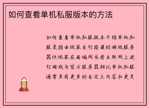 如何查看单机私服版本的方法